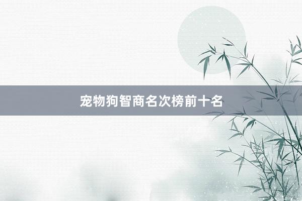 宠物狗智商名次榜前十名